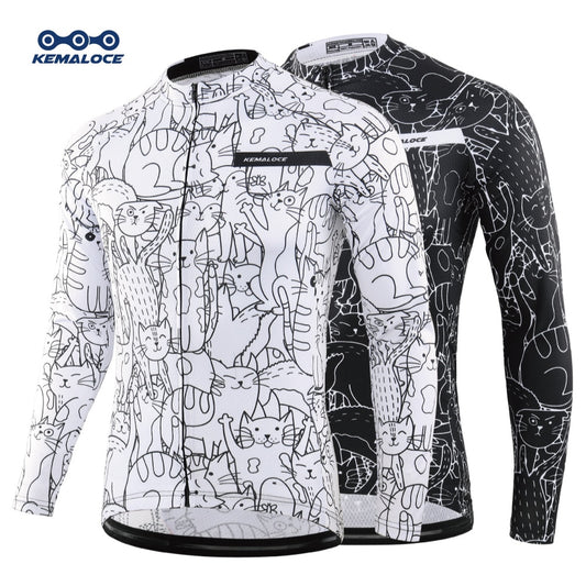 KEMALOCE White Cycling Jersey MTB Jersey 2022 Bicycle Team Cycling Shirt Men Long Sleeve Bike Wear Summer Premium Cycle Clothes