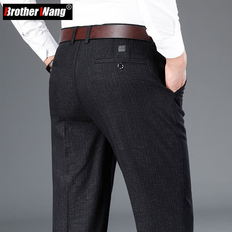 2022 Autumn New Men&#39;s Business Straight Loose Casual Pants Classic Style Black Stretch Pants Male Brand Clothes