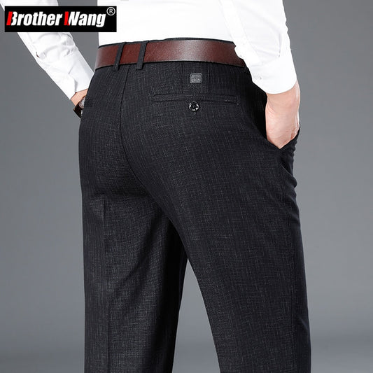 2022 Autumn New Men&#39;s Business Straight Loose Casual Pants Classic Style Black Stretch Pants Male Brand Clothes