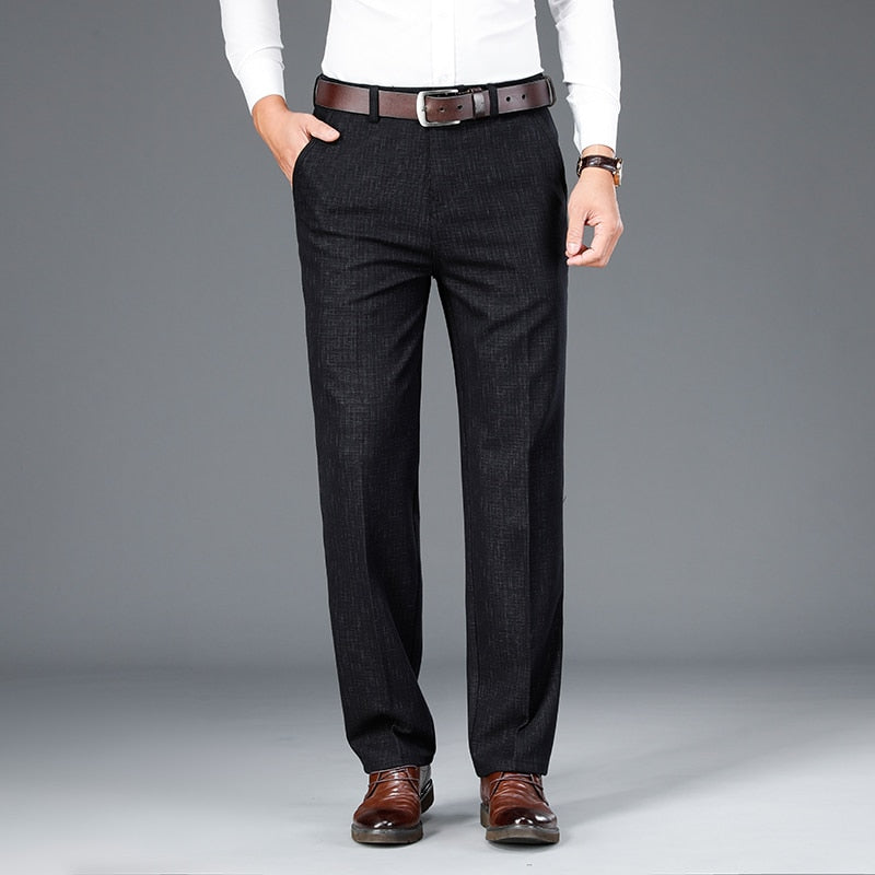 2022 Autumn New Men&#39;s Business Straight Loose Casual Pants Classic Style Black Stretch Pants Male Brand Clothes