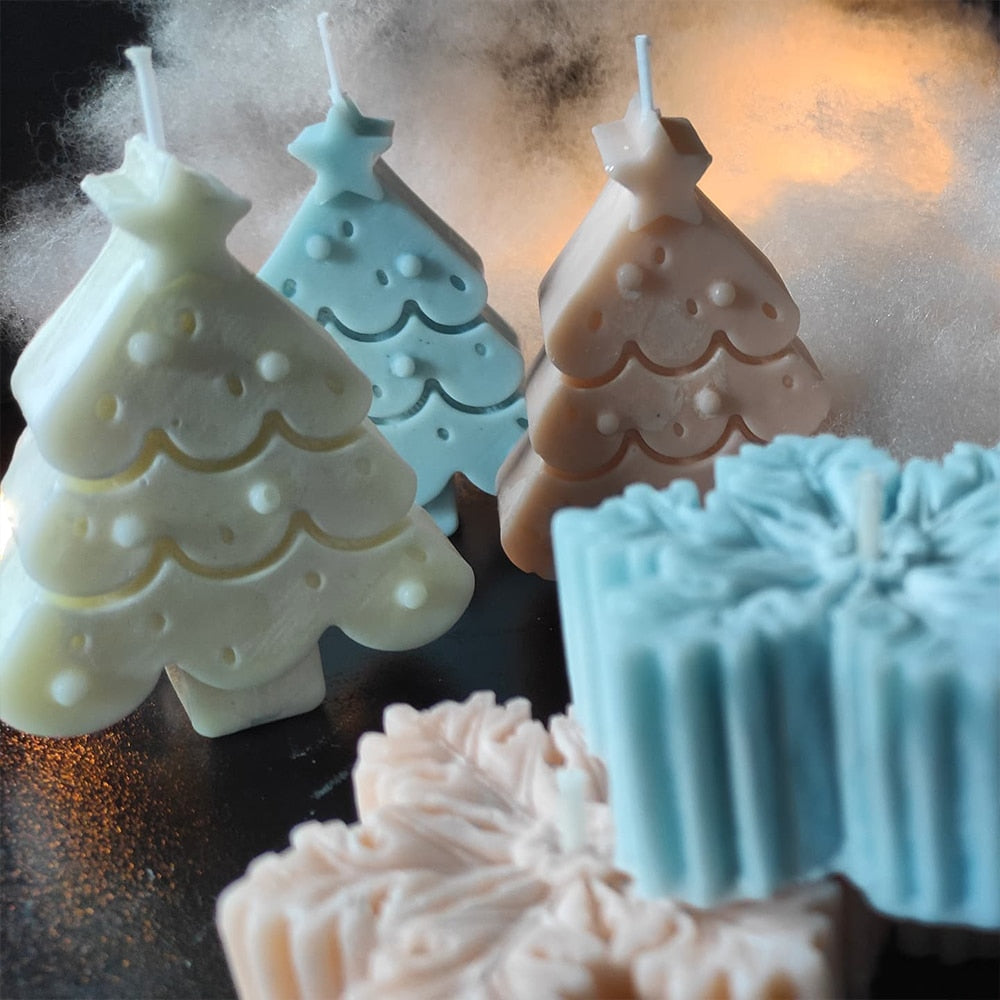 Christmas Tree Candle Wax Mold Silicone Handmade Scented Candle Soap Mould DIY Gypsum Resin Ornament Making Mold Home Decoration