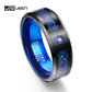 JQUEEN US SIZE 8mm Carbon Fiber Scrub Blue Zircon Men Rings Tungsten Carbide Ring Anillos Para Hombres Black Dragon