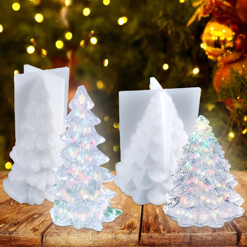 Christmas Tree Candle Wax Mold Silicone Handmade Scented Candle Soap Mould DIY Gypsum Resin Ornament Making Mold Home Decoration