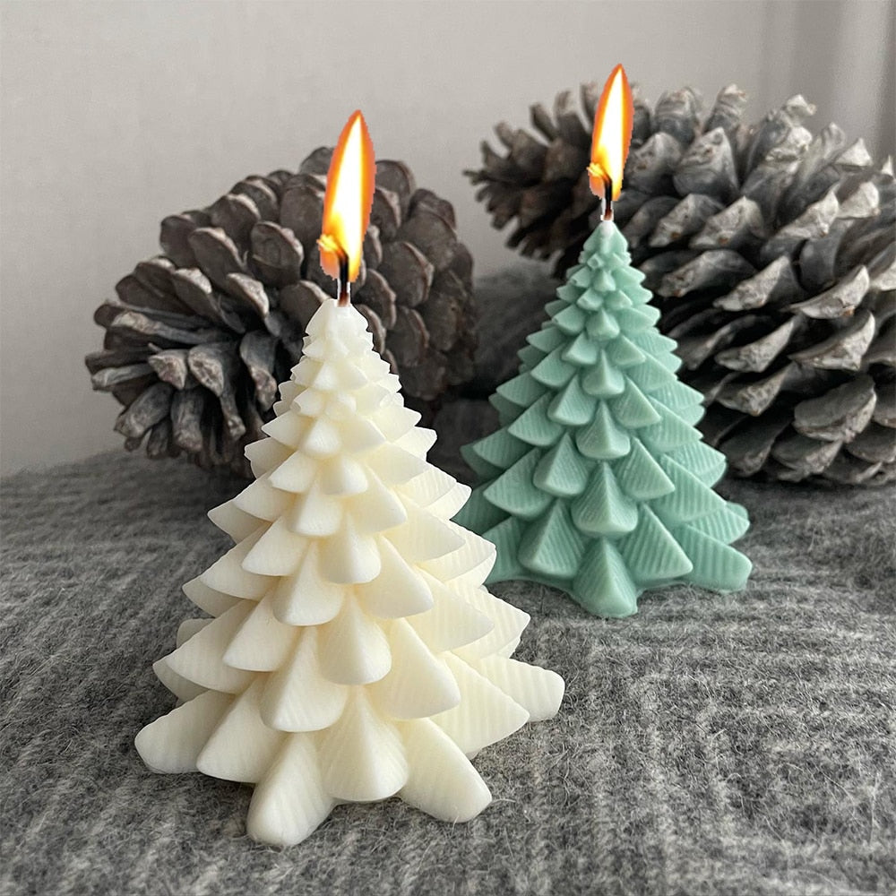 Christmas Tree Candle Wax Mold Silicone Handmade Scented Candle Soap Mould DIY Gypsum Resin Ornament Making Mold Home Decoration